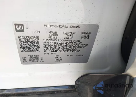 2024 Buick Encore Gx Sport Touring Fwd from USA, damaged, VIN KL4AMDSL5RB159602